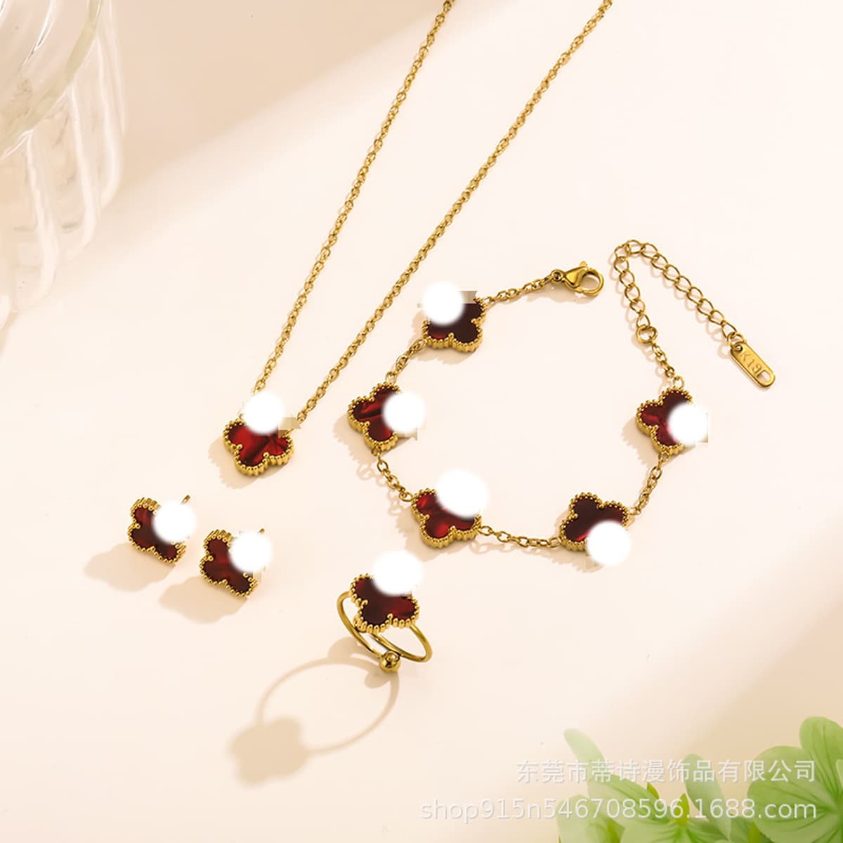 Популярный набор из трех предметов: колье, браслет и серьги с четырехлистным клевером 13 мм, универсальный клевер с...