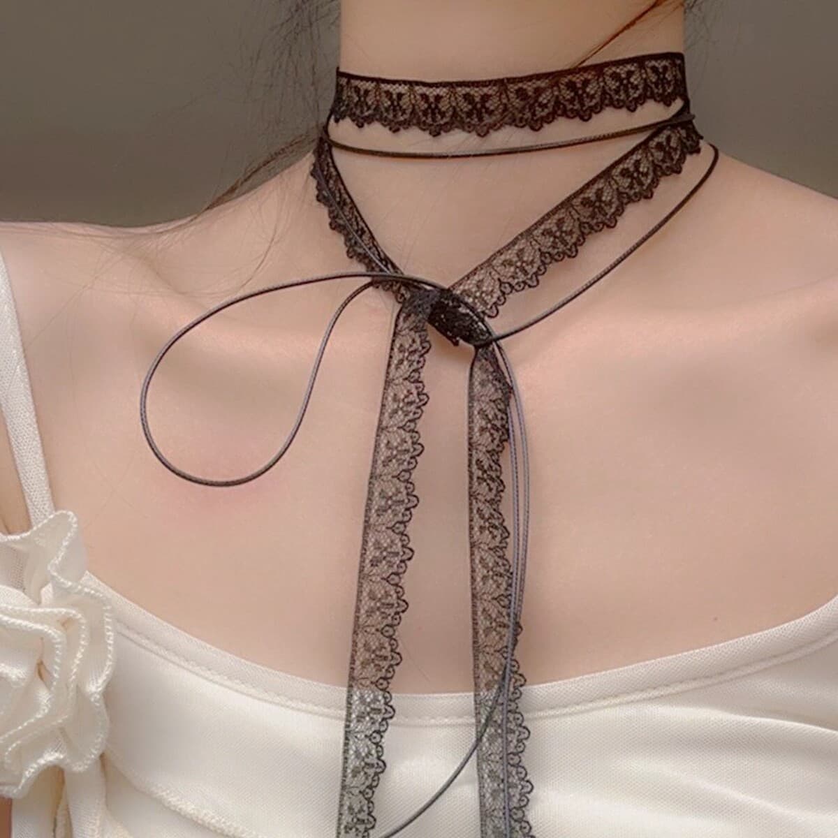 Multi-Stage 180CM многослойный стек с кружевной шнуровкой ожерелье балет стиль дизайн кружева шейный браслет сладкий