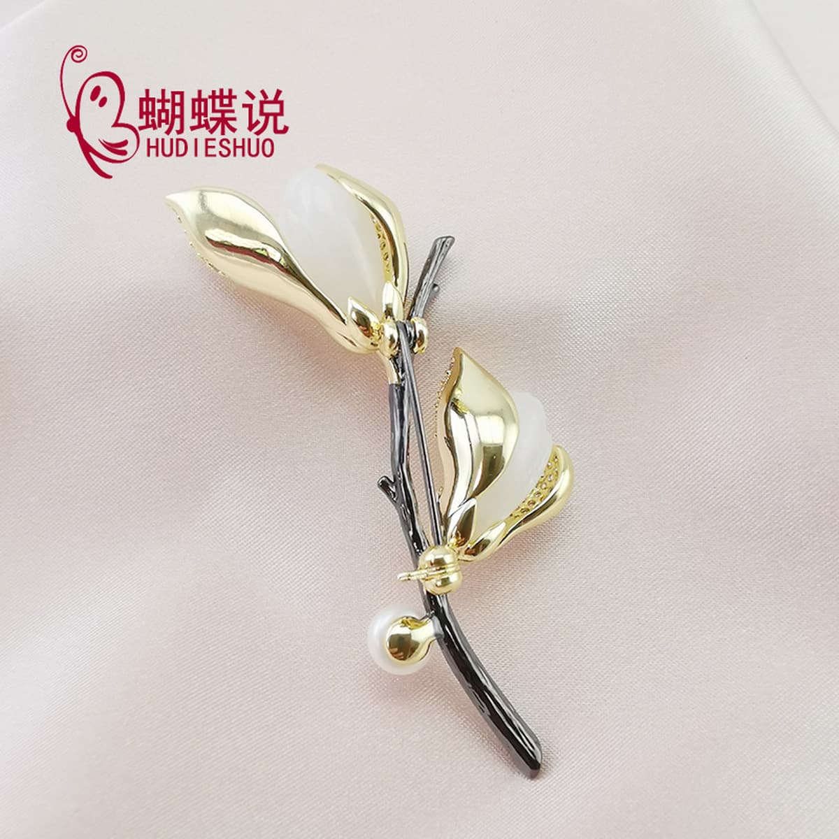 Брошь в винтажном стиле с изысканным дизайном, уникальная художественная брошь с изображением магнолии и хетианского...