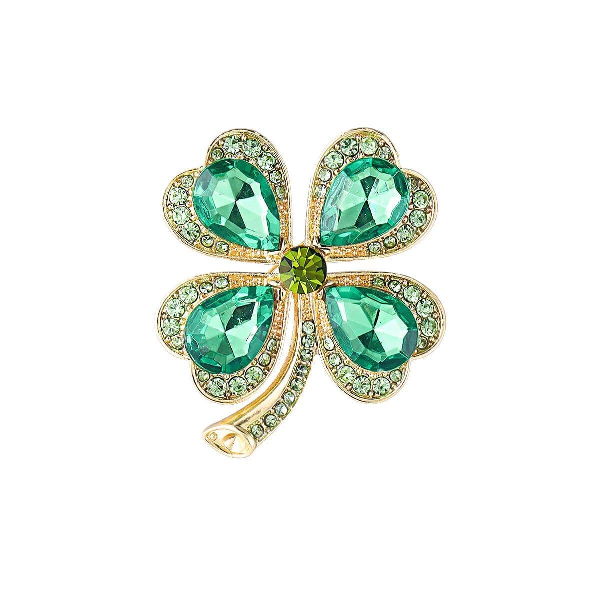 Новая трансграничная имитация изумрудной четырехлистной брошь, достойная и элегантная, маленький ароматный корсаж, булавка в...