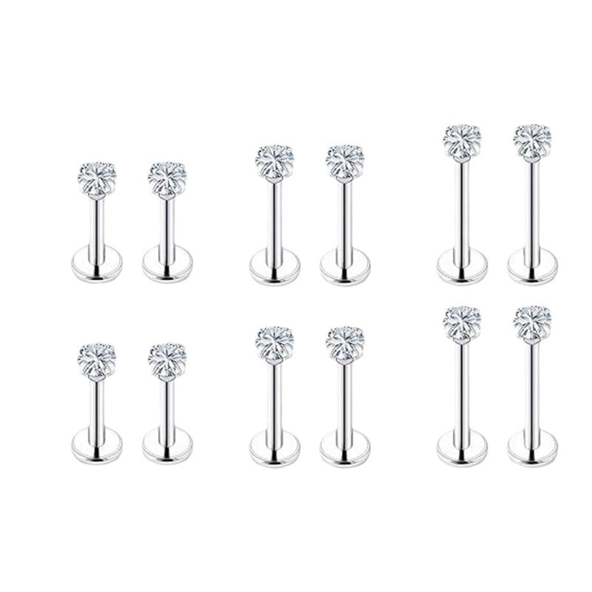 Нержавеющая сталь пирсинг ушные гвозди маленькие серьги ногти маленькие носовые гвозди бриллианты кристалл циркон ультра...