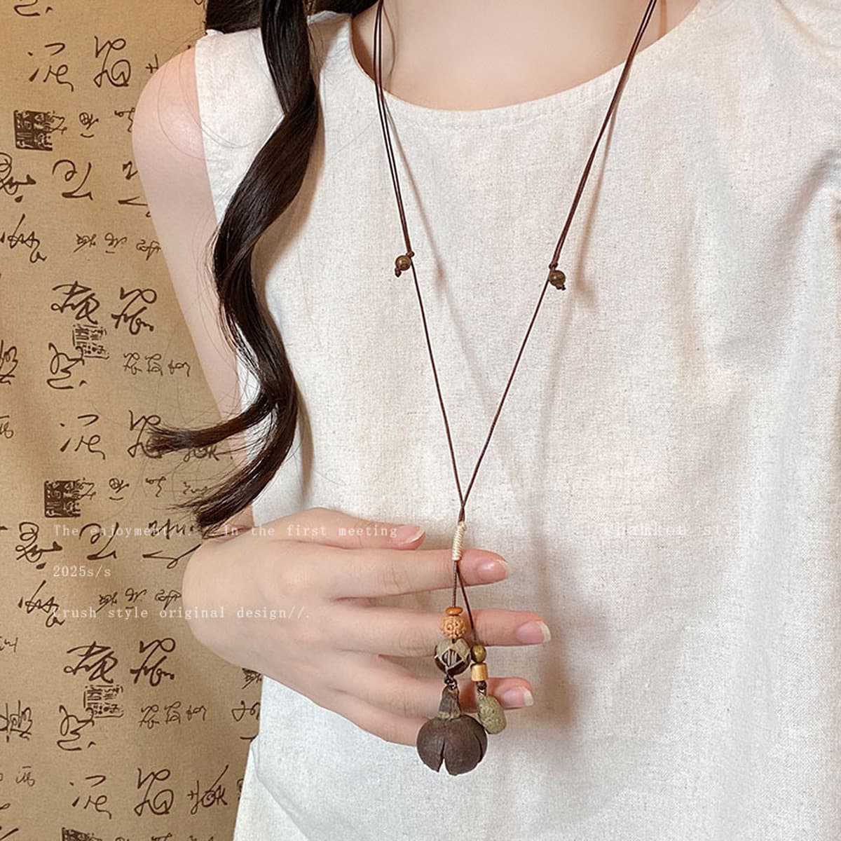 Ретро богемное керамическое ожерелье, длинная цепочка для свитера в средневековом экзотическом этническом стиле,...