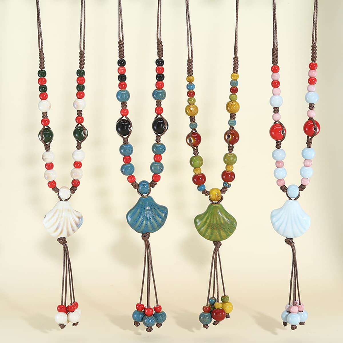 Хит продаж, керамическое ожерелье в китайском стиле, длинная ручная тканая богемная цепочка для свитера, летние аксессуары...