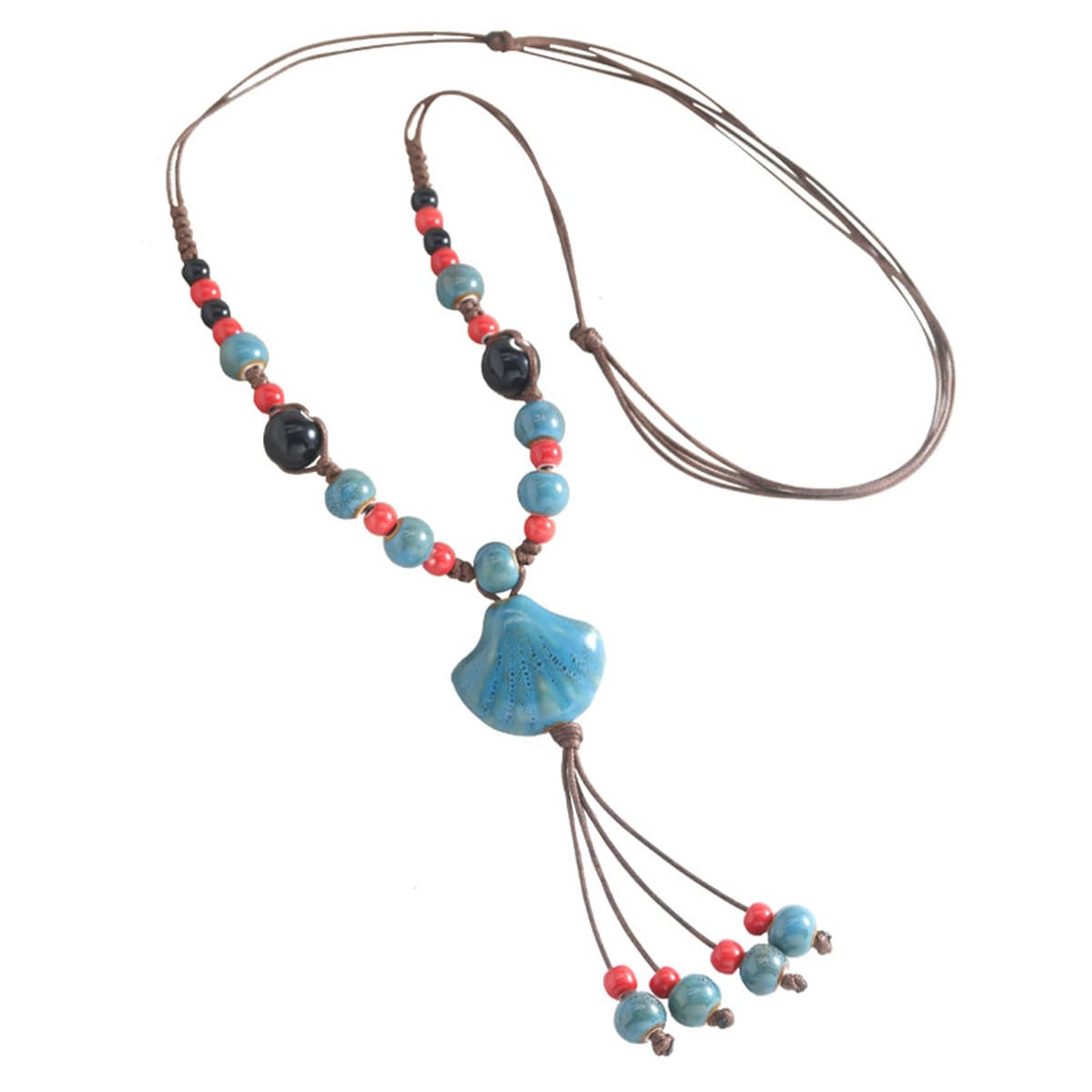 Хит продаж, керамическое ожерелье в китайском стиле, длинная ручная тканая богемная цепочка для свитера, летние аксессуары...