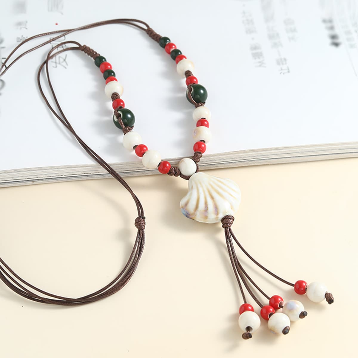 Хит продаж, керамическое ожерелье в китайском стиле, длинная ручная тканая богемная цепочка для свитера, летние аксессуары...