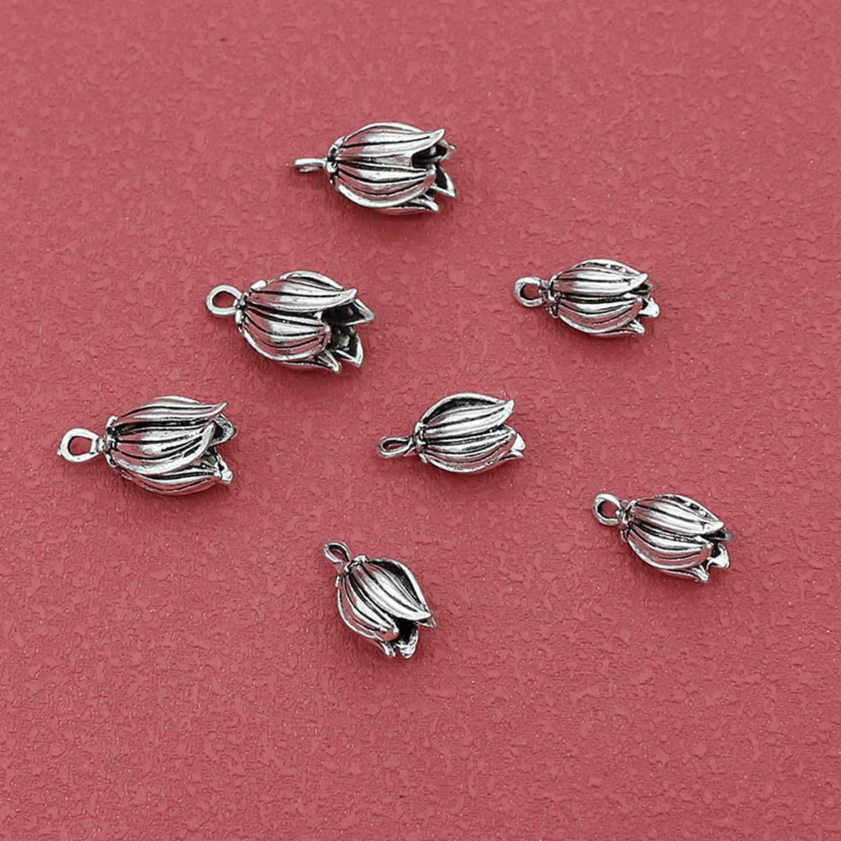 Ретро старинный серебряный тюльпан кулон кулон ручной работы серьги ожерелье тибетский серебряный кулон украшения DIY...