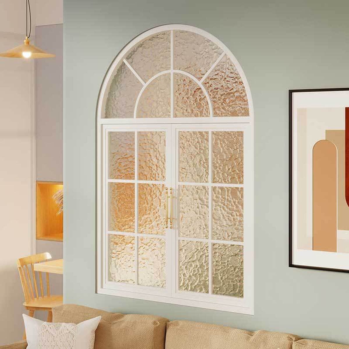 Ретро-стеклянное окно во французском стиле с художественным железным освещением, распашное окно для столовой, кафе, арочное...