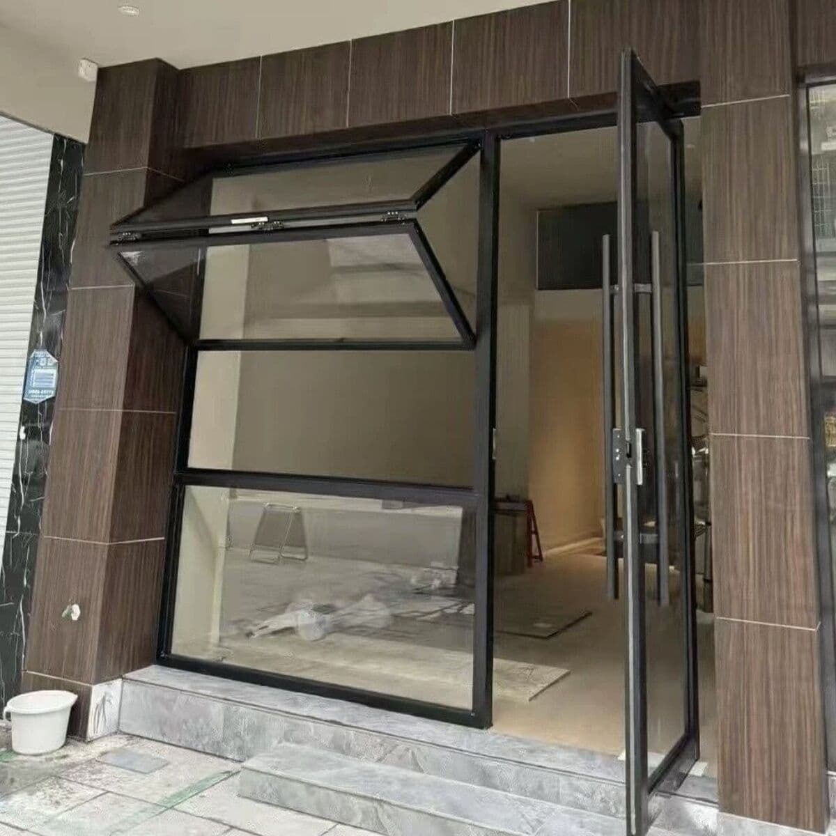 Верхние и нижние складные окна Алюминиевые окна с полным открытым окном кофе чай с молоком