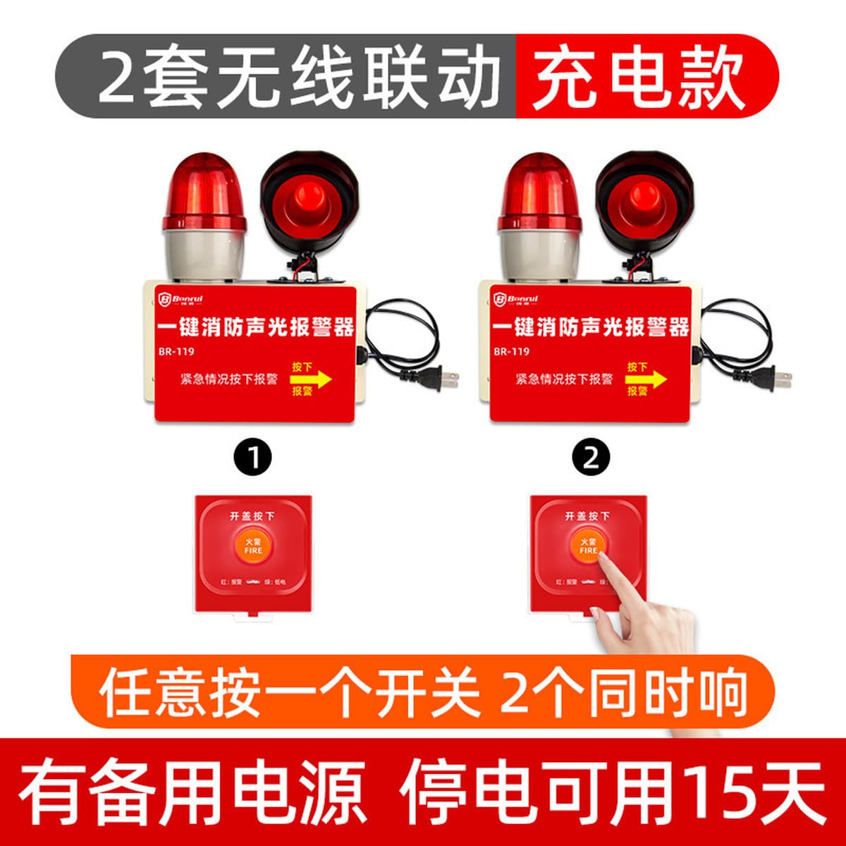 Пожарная однокнопочная звуковая и световая сигнализация, заводская мастерская, однокнопочная сигнализация, беспроводная...