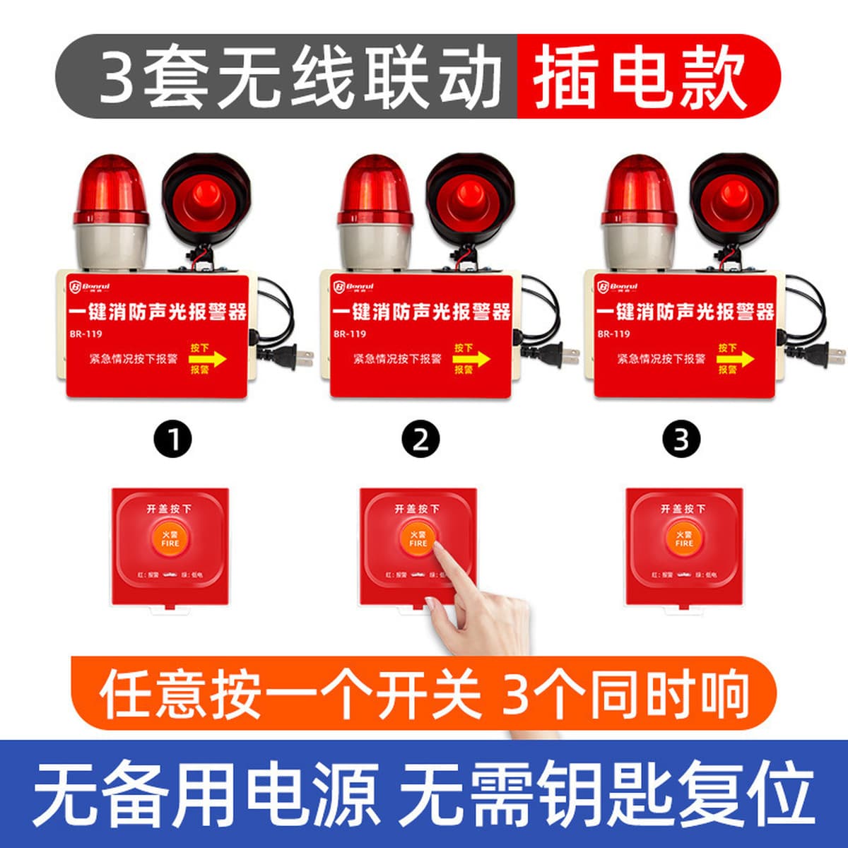 Пожарная однокнопочная звуковая и световая сигнализация, заводская мастерская, однокнопочная сигнализация, беспроводная...