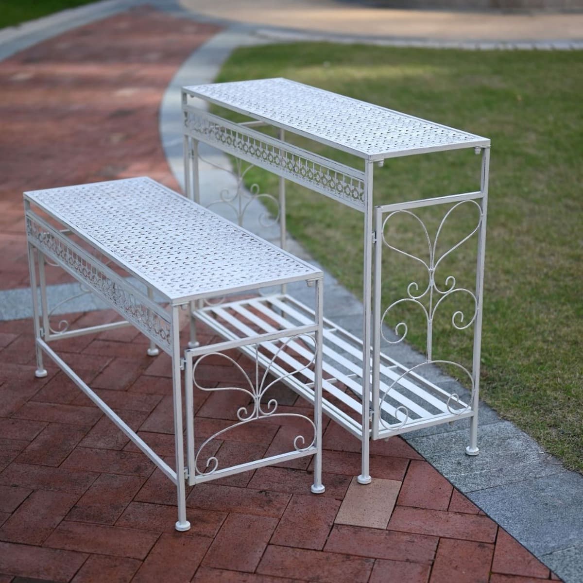 Современная простая длинная двухслойная квадратная стойка для цветов железная садовая вилла стеллаж для цветочных горшков во...