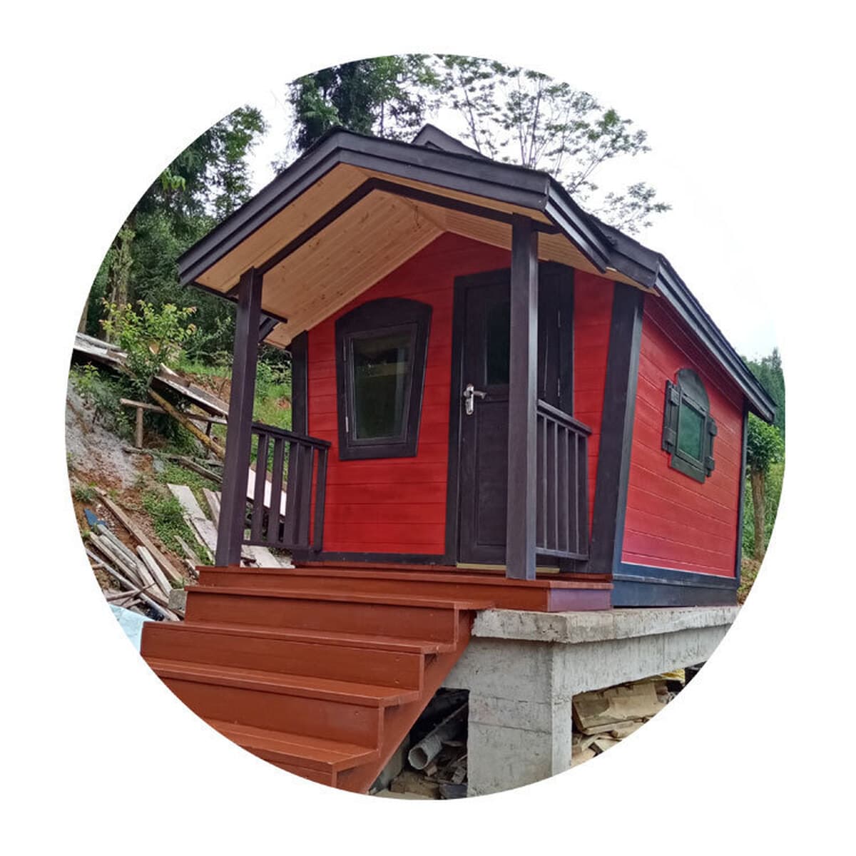 Открытый мобильный киоск Антикоррозийный шале кемпинг Звездный дом Вилла Сеть Red B & B Собранный жилой деревянный дом