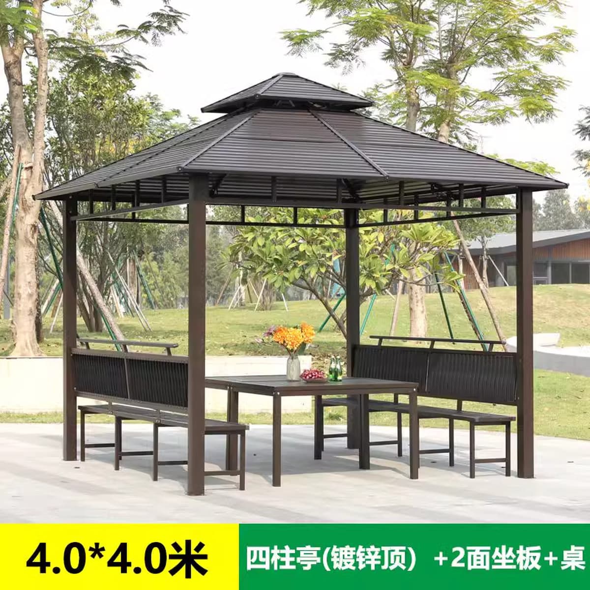 Открытый беседка оцинкованная крыша павильона с четырьмя колоннами павильона дворик сад на крыше отдыха навес большой...