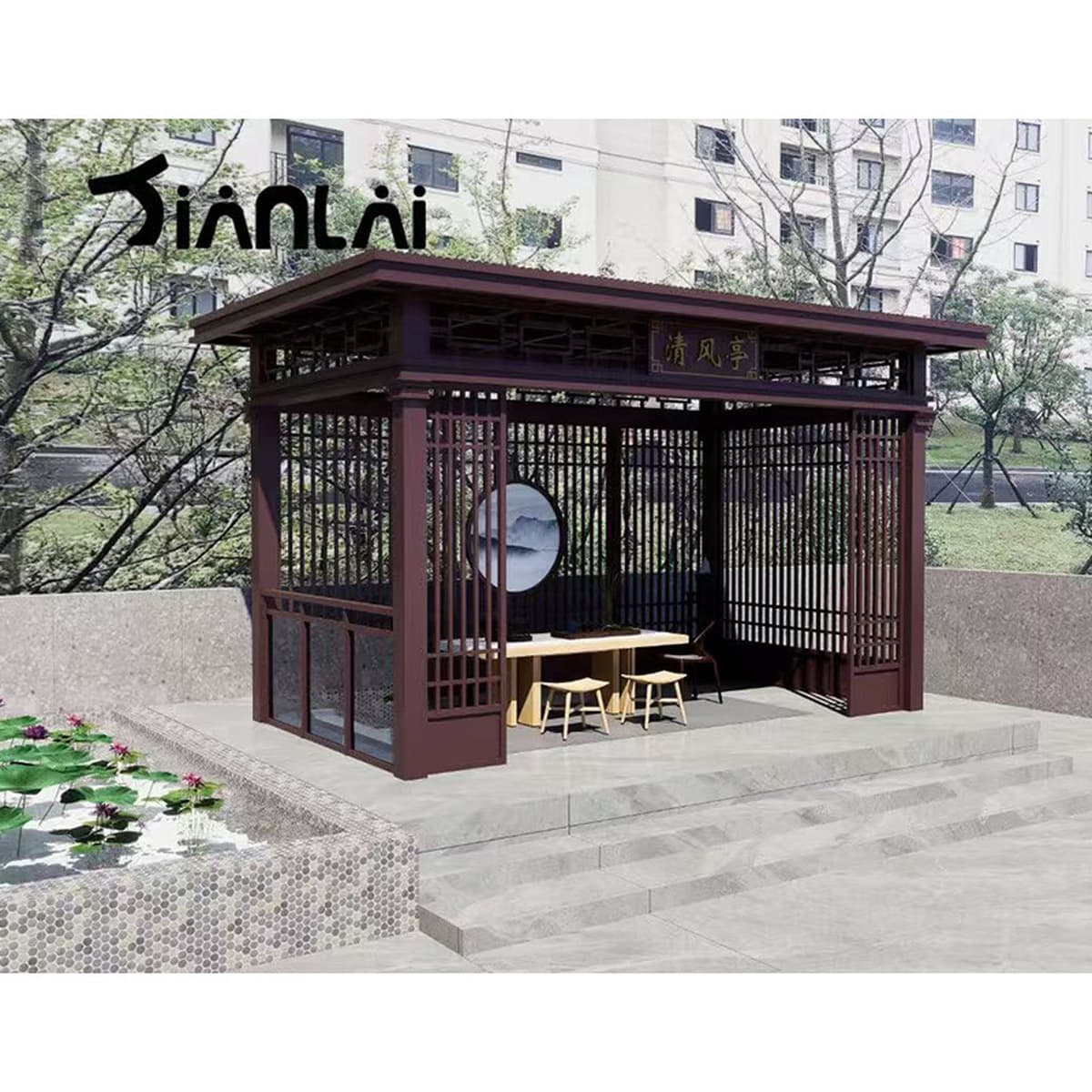 Новый китайский стиль алюминиевая беседка сад ландшафтный павильон на заказ алюминиевый сплав открытый беседка вилла беседка...
