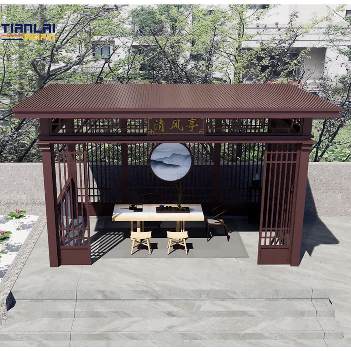 Новый китайский стиль алюминиевая беседка сад ландшафтный павильон на заказ алюминиевый сплав открытый беседка вилла беседка...