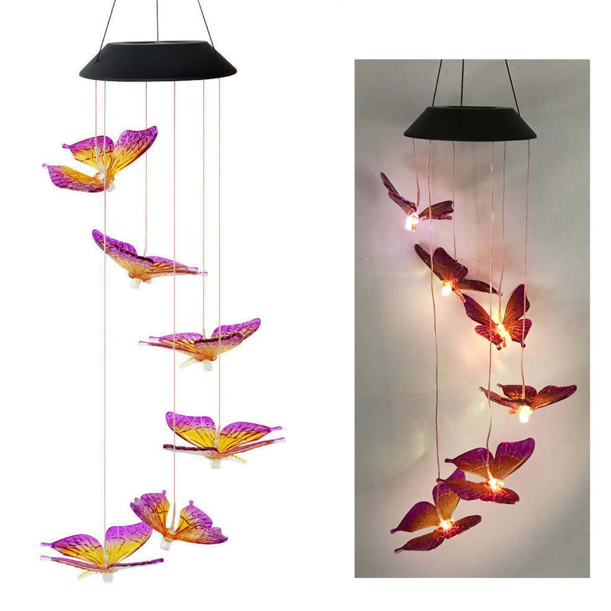 Открытый Солнечный ветер колокольчик свет вилла двор украшение сада Светодиодный Колибри бабочка пейзаж лампа подвесное...