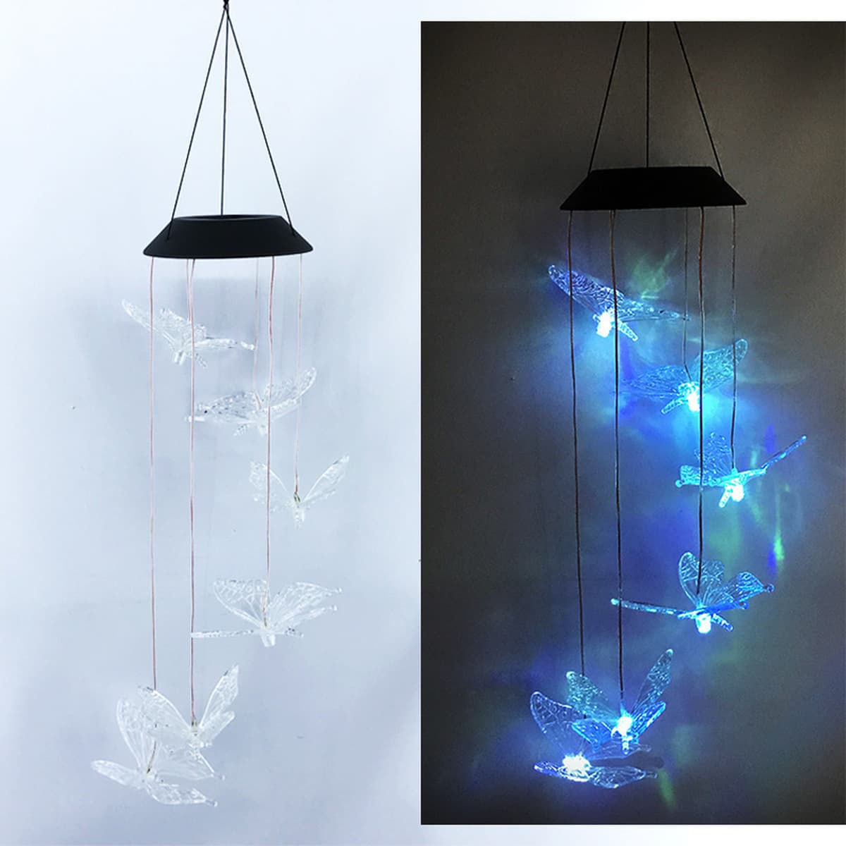 Открытый Солнечный ветер колокольчик свет вилла двор украшение сада Светодиодный Колибри бабочка пейзаж лампа подвесное...