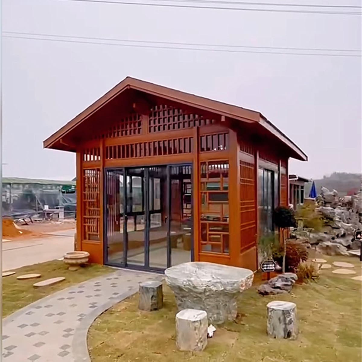 Открытый антикварный садовый дом Чайная комната антикоррозионная деревянная подвижная простая деревянная домовая беседка в...