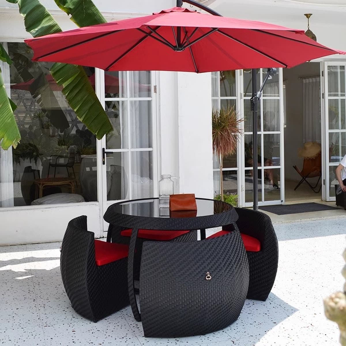 Уличный стол и стул, комбинация для двора, ротанг, отдых на открытом воздухе, защита от солнца, водонепроницаемая вилла,...