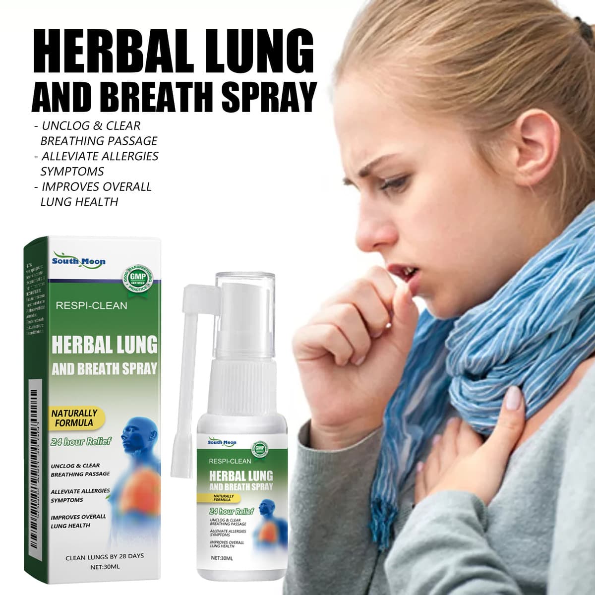 South Moon Травяной спрей для ухода за телом нежный очищающий горло спрей для ухода за полостью рта