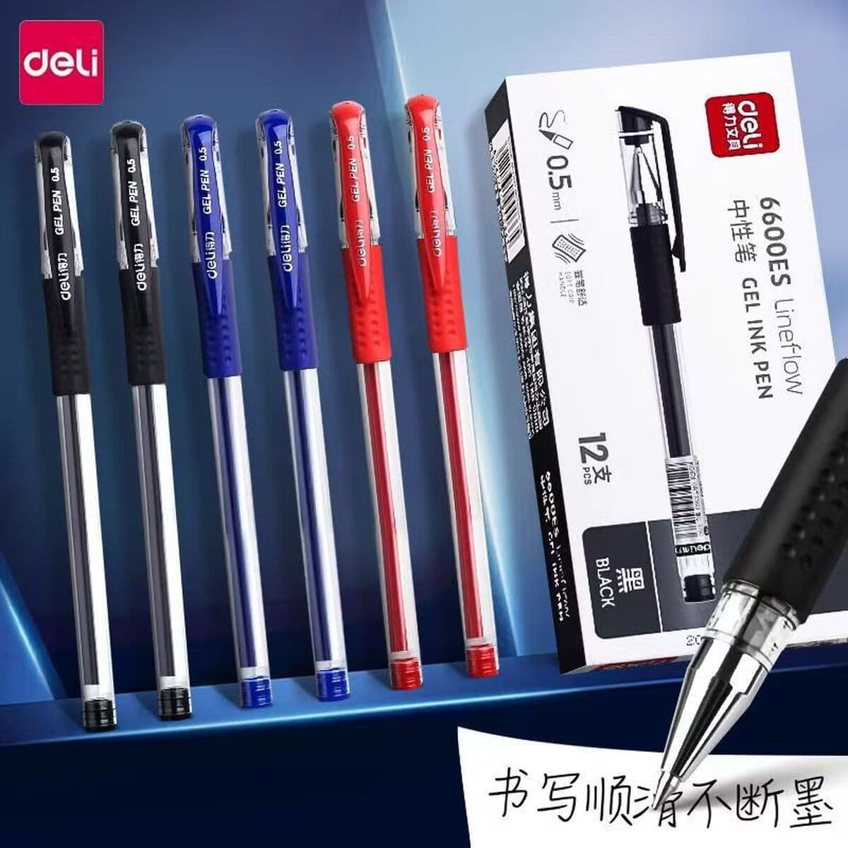 Гелевая ручка Deli для студенческого экзамена 0,5, черная водная ручка, финансовый доктор, рецептурная офисная ручка для...