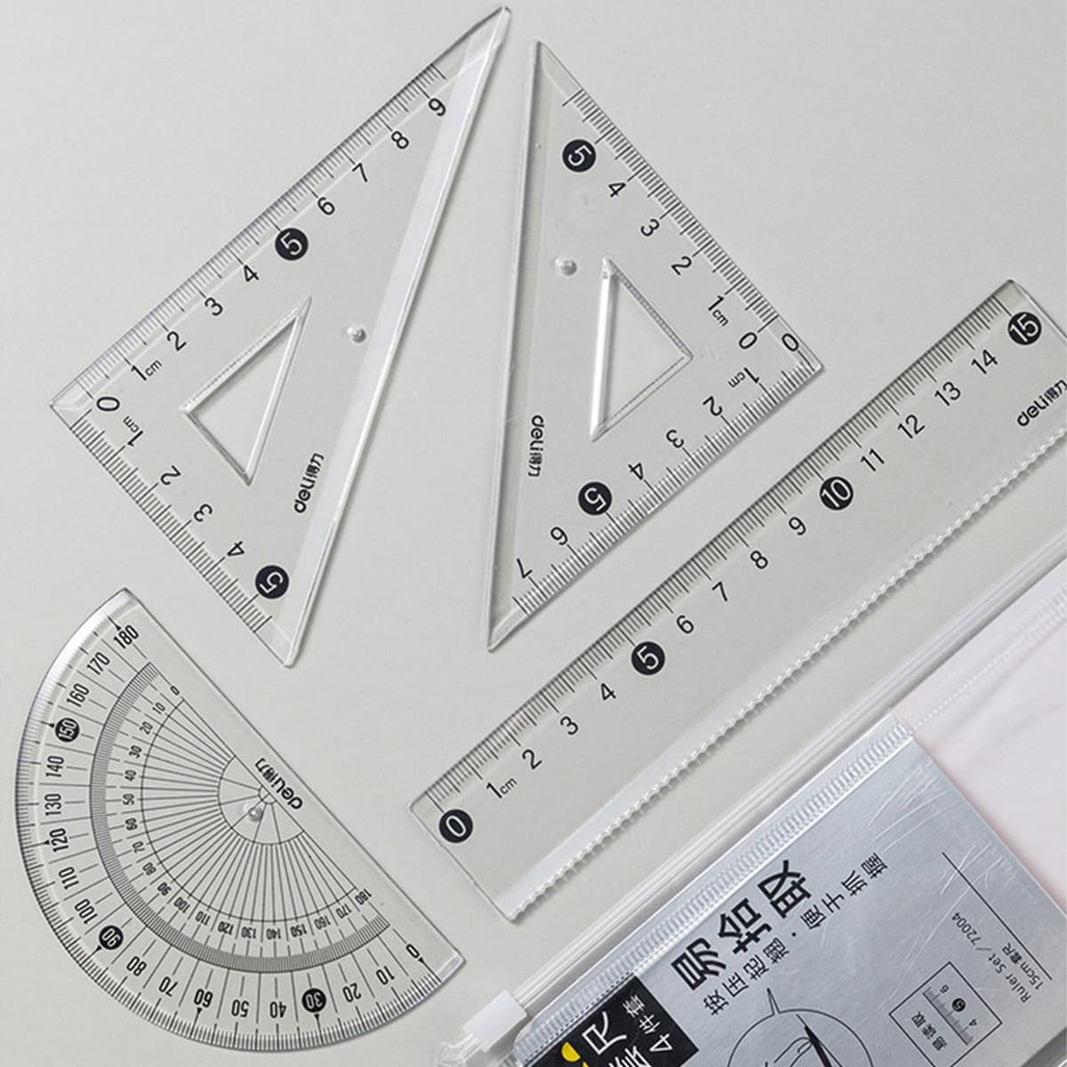 Прозрачная линейка Deli с волнистыми линиями, 15-сантиметовая линейка для учащихся начальной школы, пластиковая линейка для...