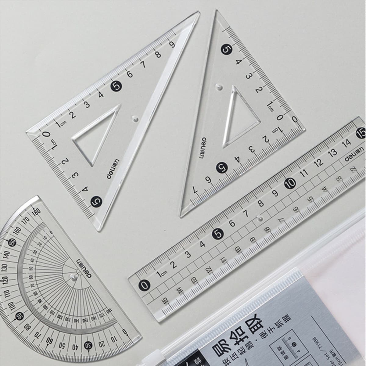 Прозрачная линейка Deli с волнистыми линиями, 15-сантиметовая линейка для учащихся начальной школы, пластиковая линейка для...