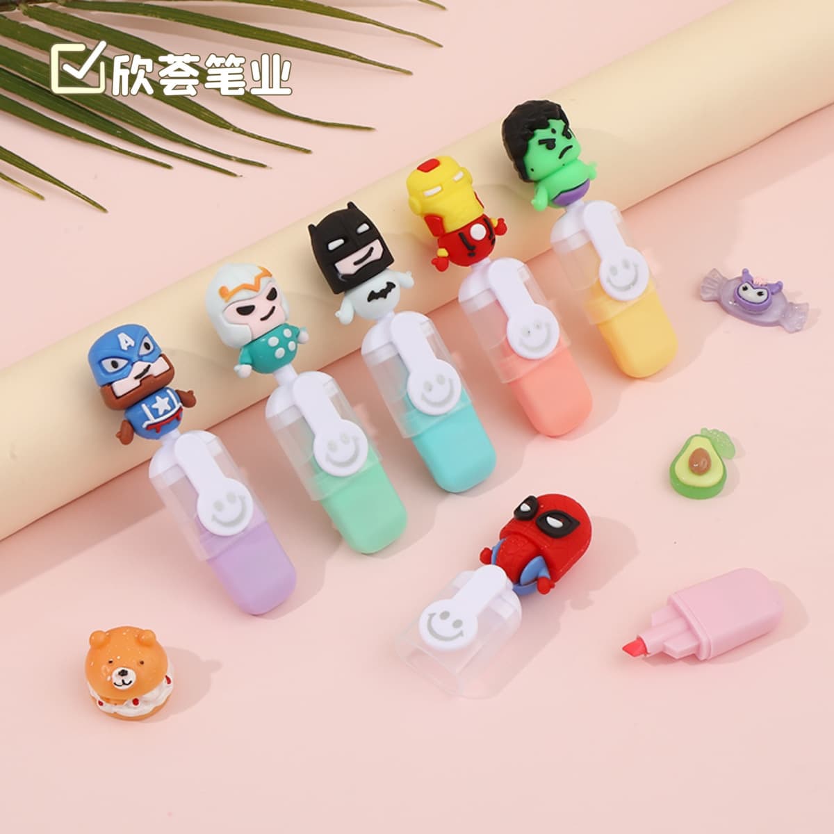 Новая мини-милая ручка в стиле Marvel 6 видов цветов костюм красивый и красивый рисунок, ключевые заметки, цветная ручка для...